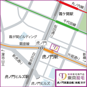 東京脱毛店までの地図
